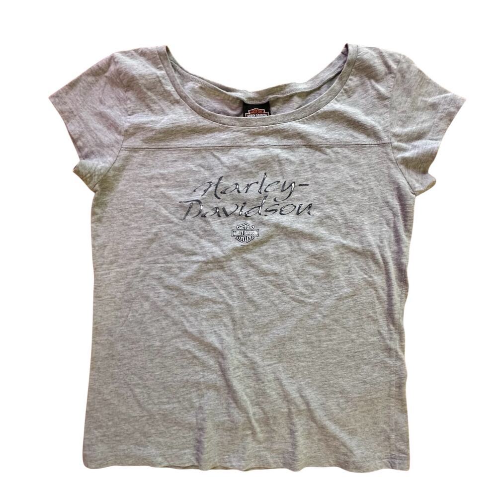 HARLEY DAVIDSON x Women's Grey Baby Doll Tee l SIZE XL